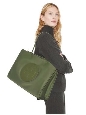 Tory Burch Olive Green Logo Ella Tote